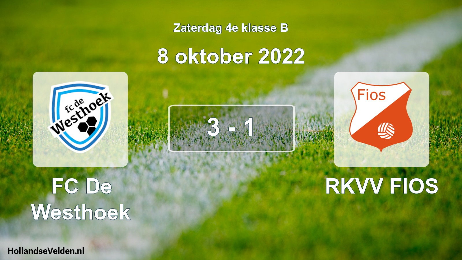 Total number of matches played: FC De Westhoek - RKVV FIOS 3 - 1 (8 October 2022)
