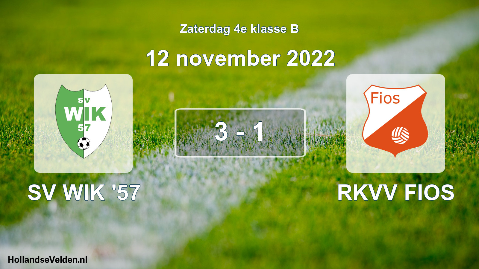 Total number of matches played: SV WIK '57 - RKVV FIOS 3 - 1 (12 November 2022)