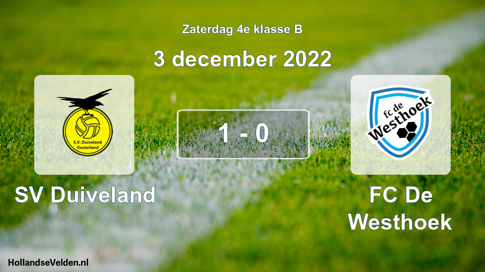 Total number of matches played: SV Duiveland - FC De Westhoek 1 - 0 (3 December 2022)