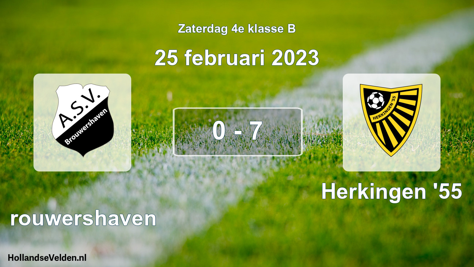 Total number of matches played: Brouwershaven - Herkingen '55 0 - 7 (25 February 2023)