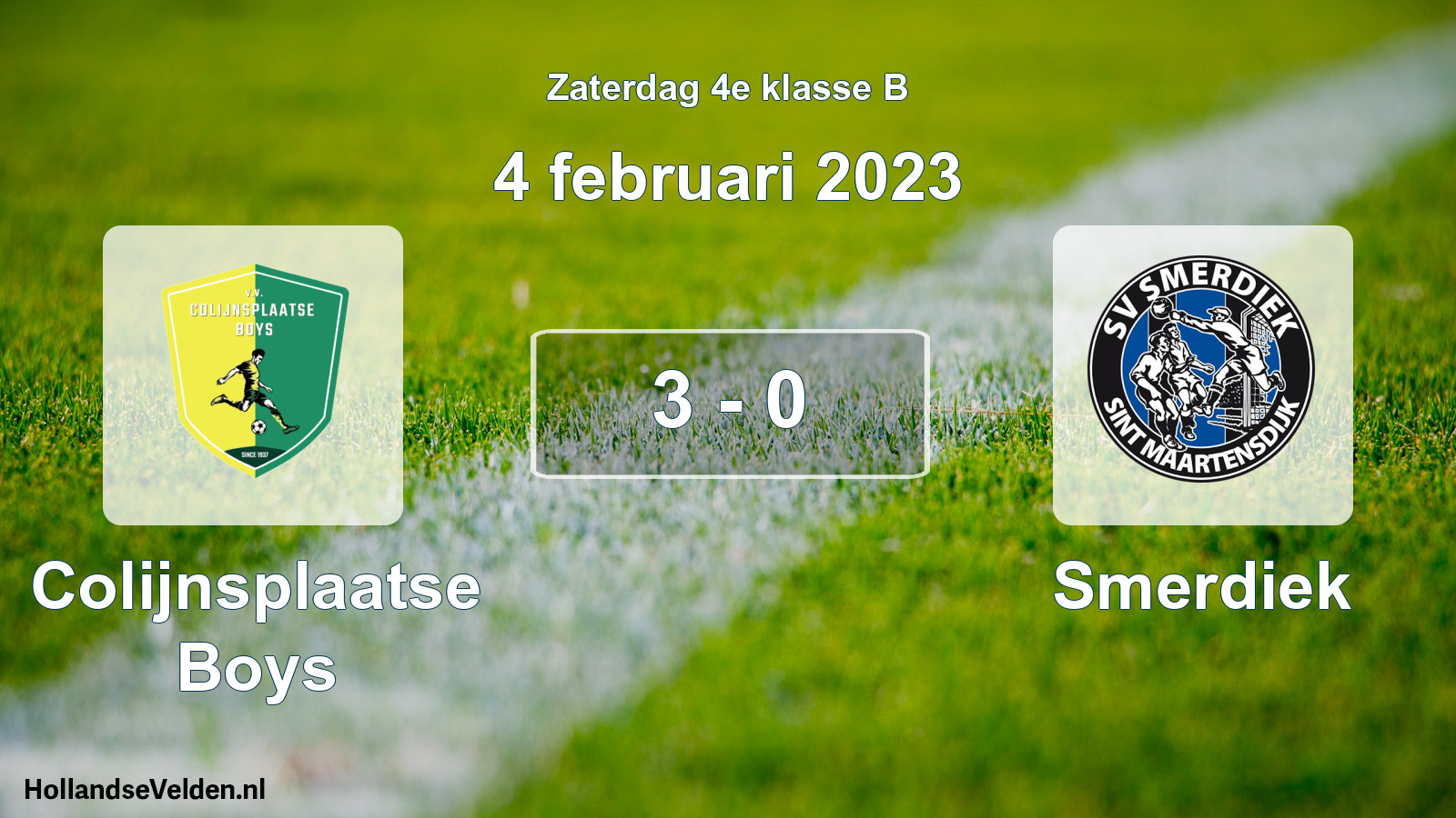 Total number of matches played: Colijnsplaatse Boys - Smerdiek 3 - 0 (4 February 2023)