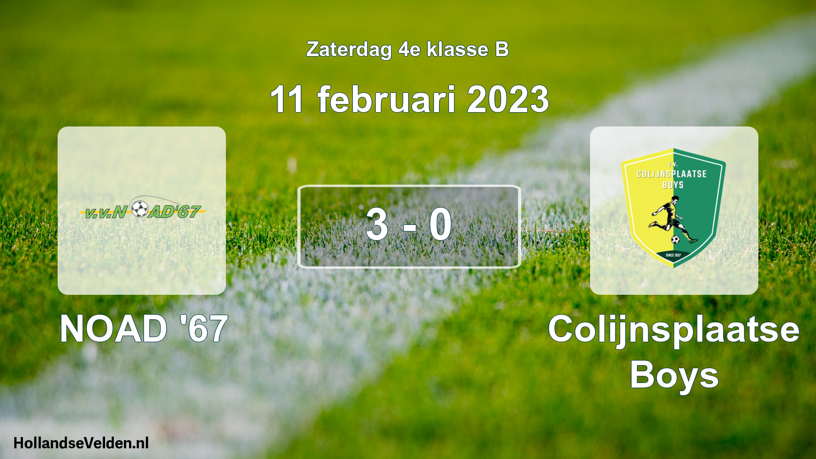 Total number of matches played: NOAD '67 - Colijnsplaatse Boys 3 - 0 (11 February 2023)