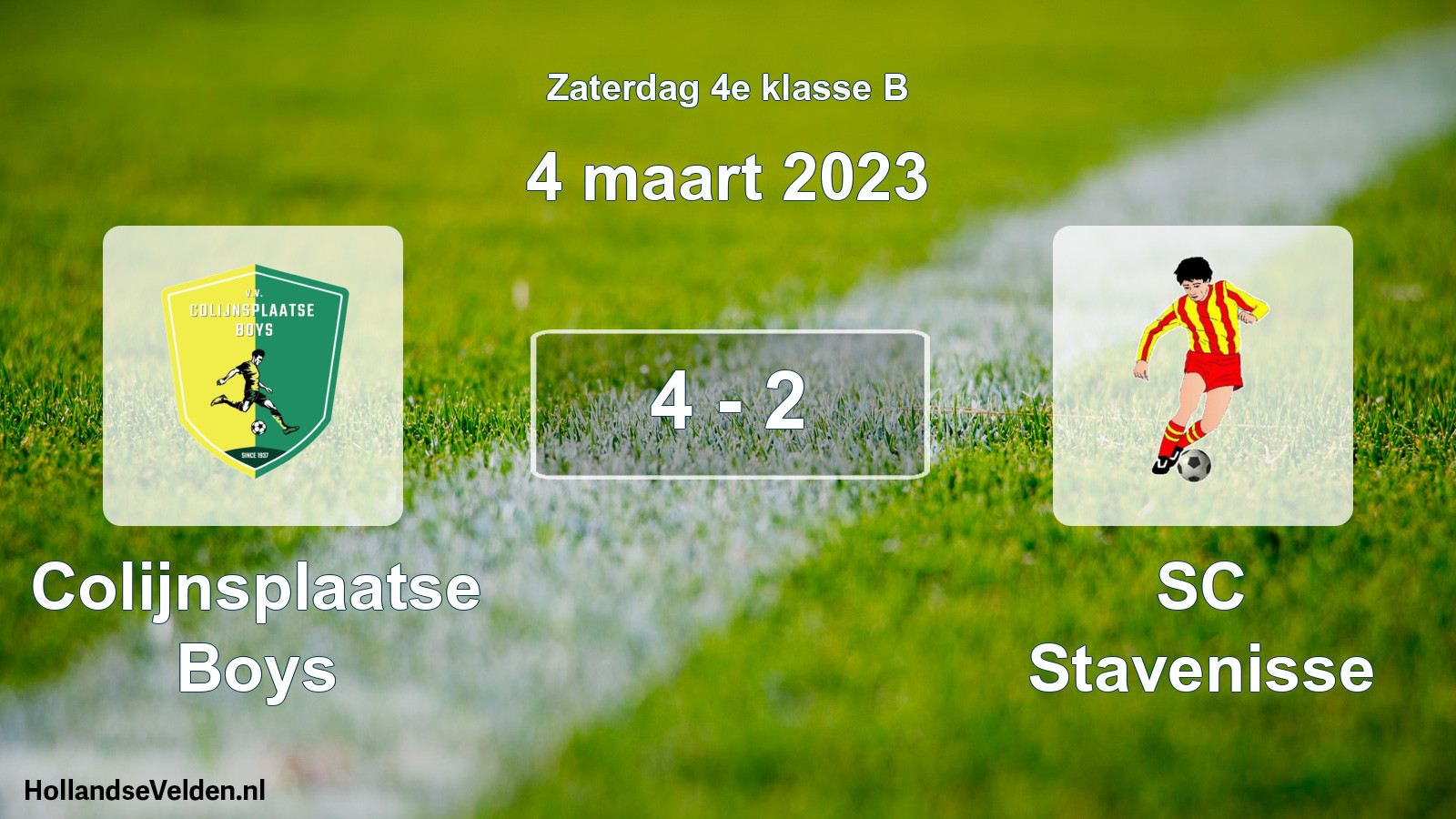 Total number of matches played: Colijnsplaatse Boys - SC Stavenisse 4 - 2 (4 March 2023)