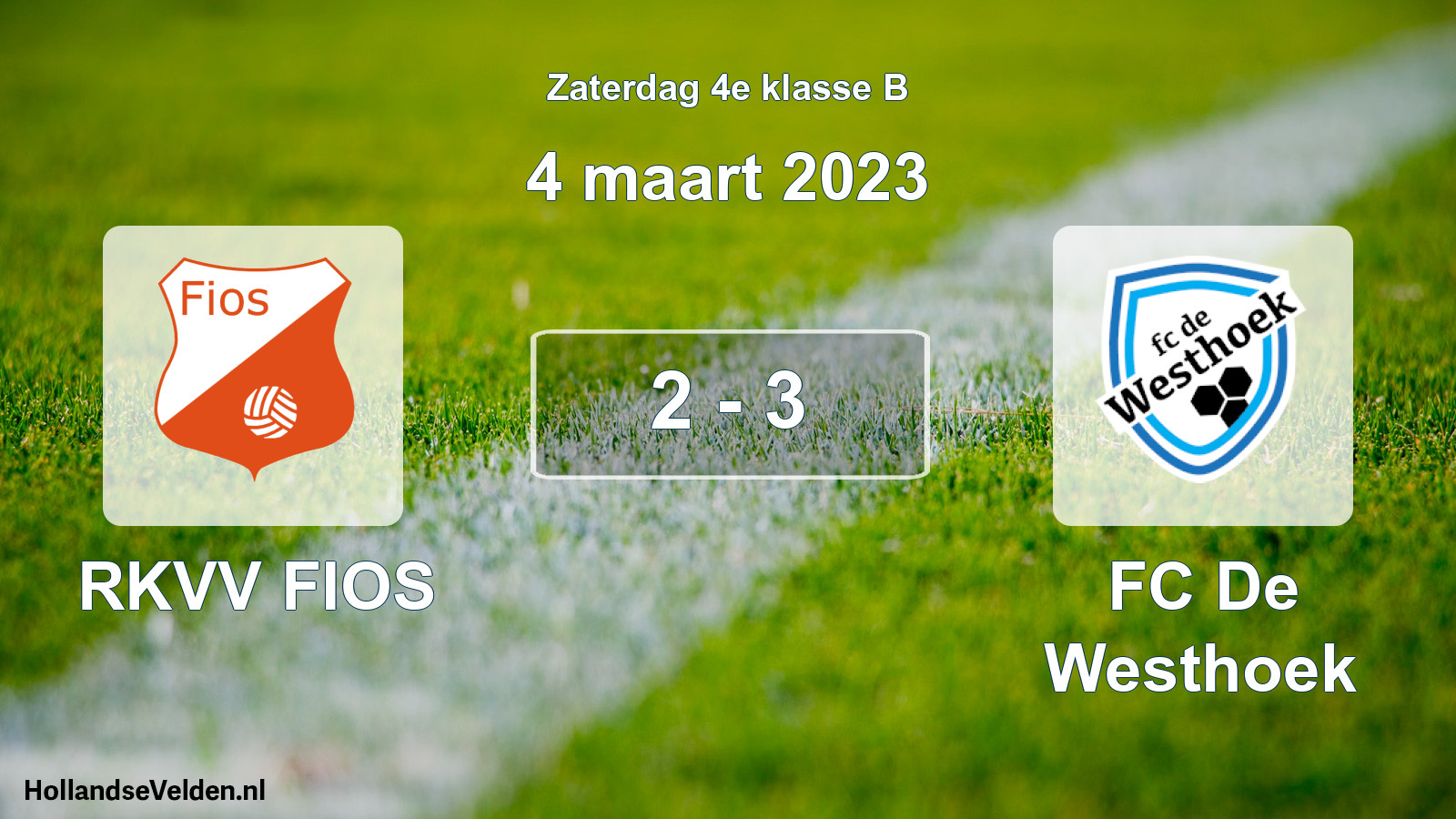 Total number of matches played: RKVV FIOS - FC De Westhoek 2 - 3 (4 March 2023)