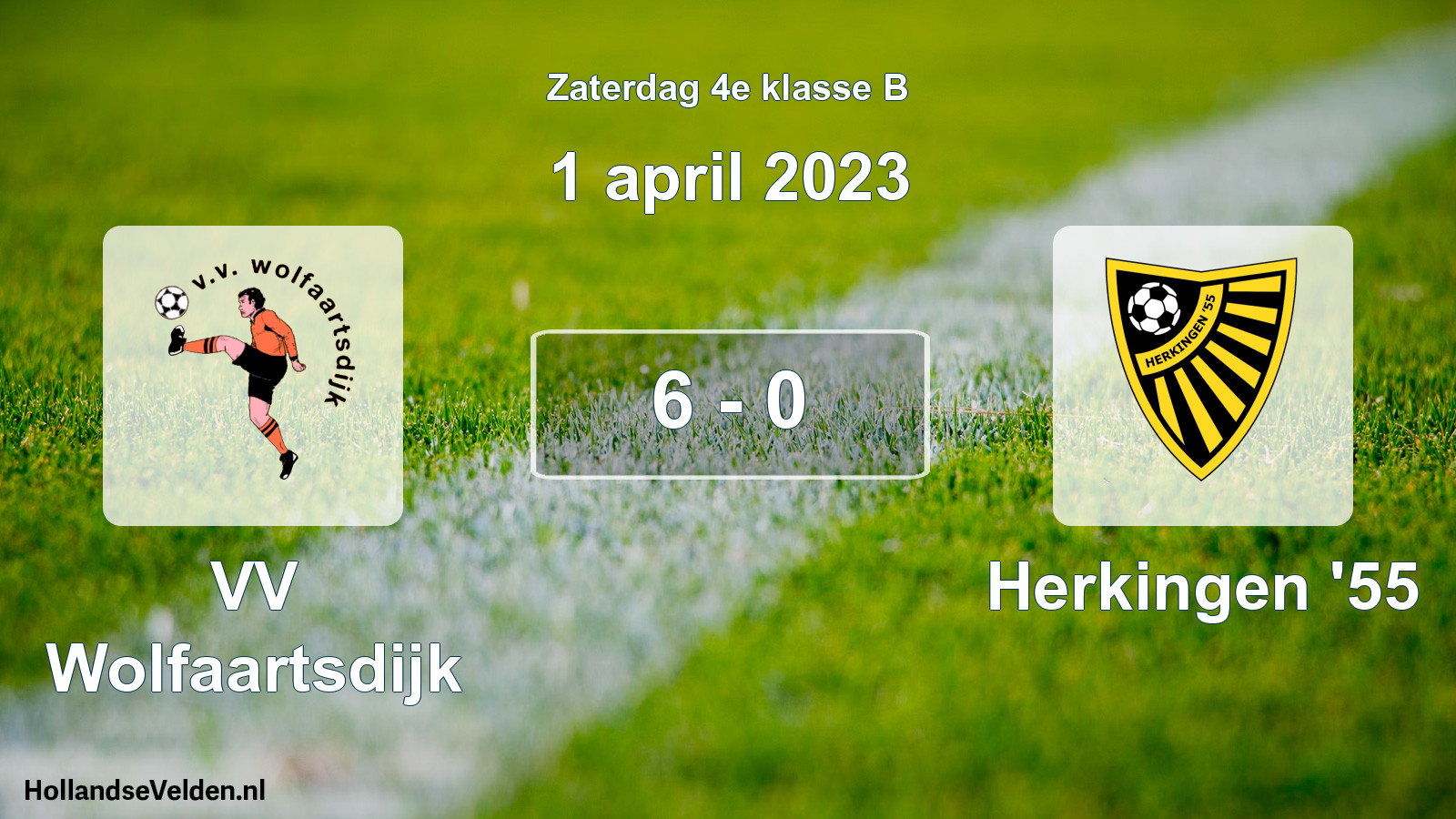 Total number of matches played: VV Wolfaartsdijk - Herkingen '55 6 - 0 (1 April 2023)