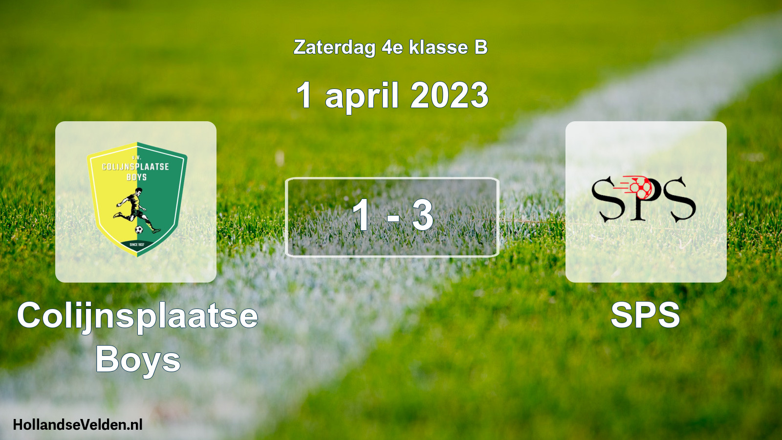 Total number of matches played: Colijnsplaatse Boys - SPS 1 - 3 (1 April 2023)