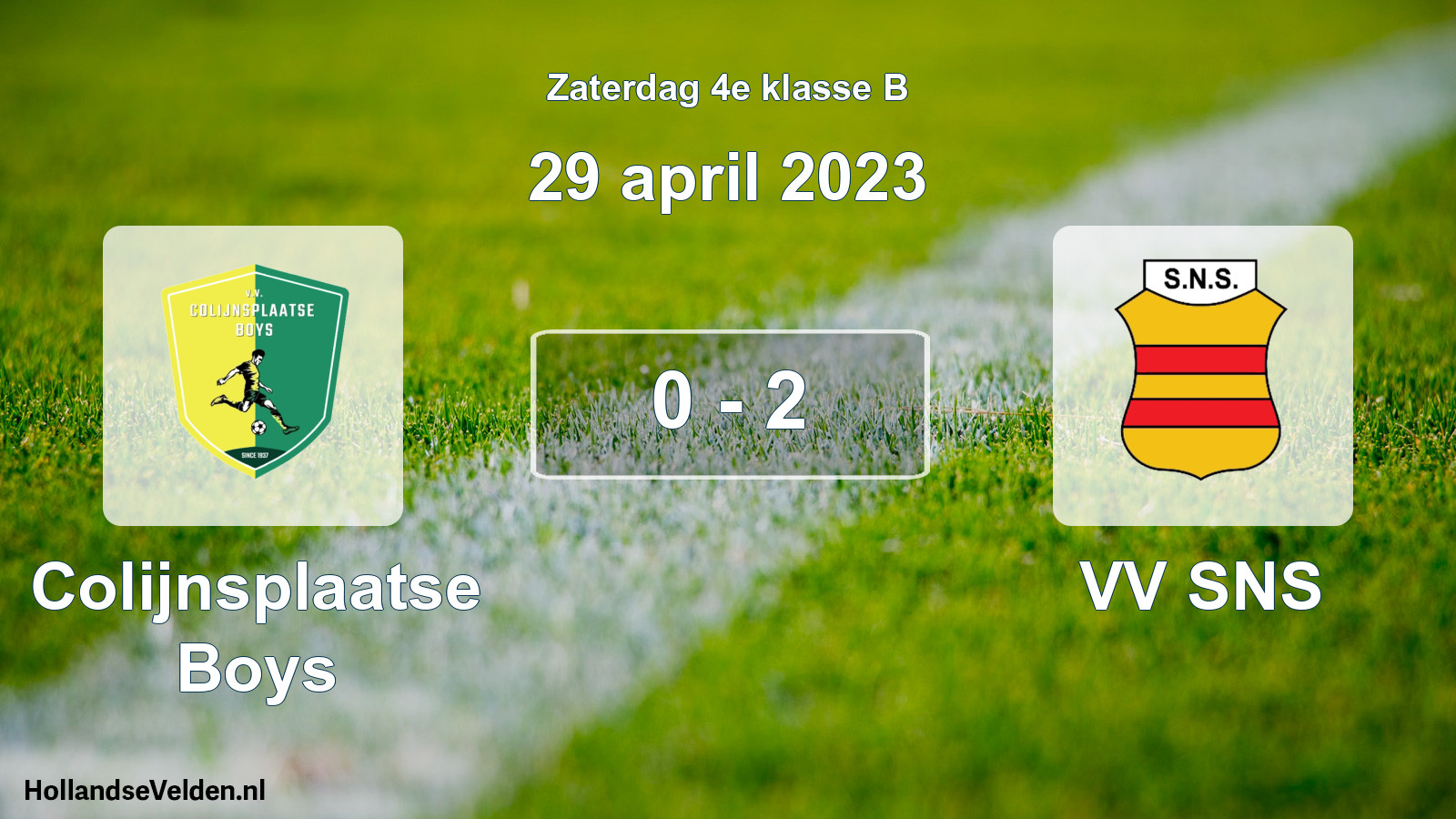 Total number of matches played: Colijnsplaatse Boys - VV SNS 0 - 2 (29 April 2023)