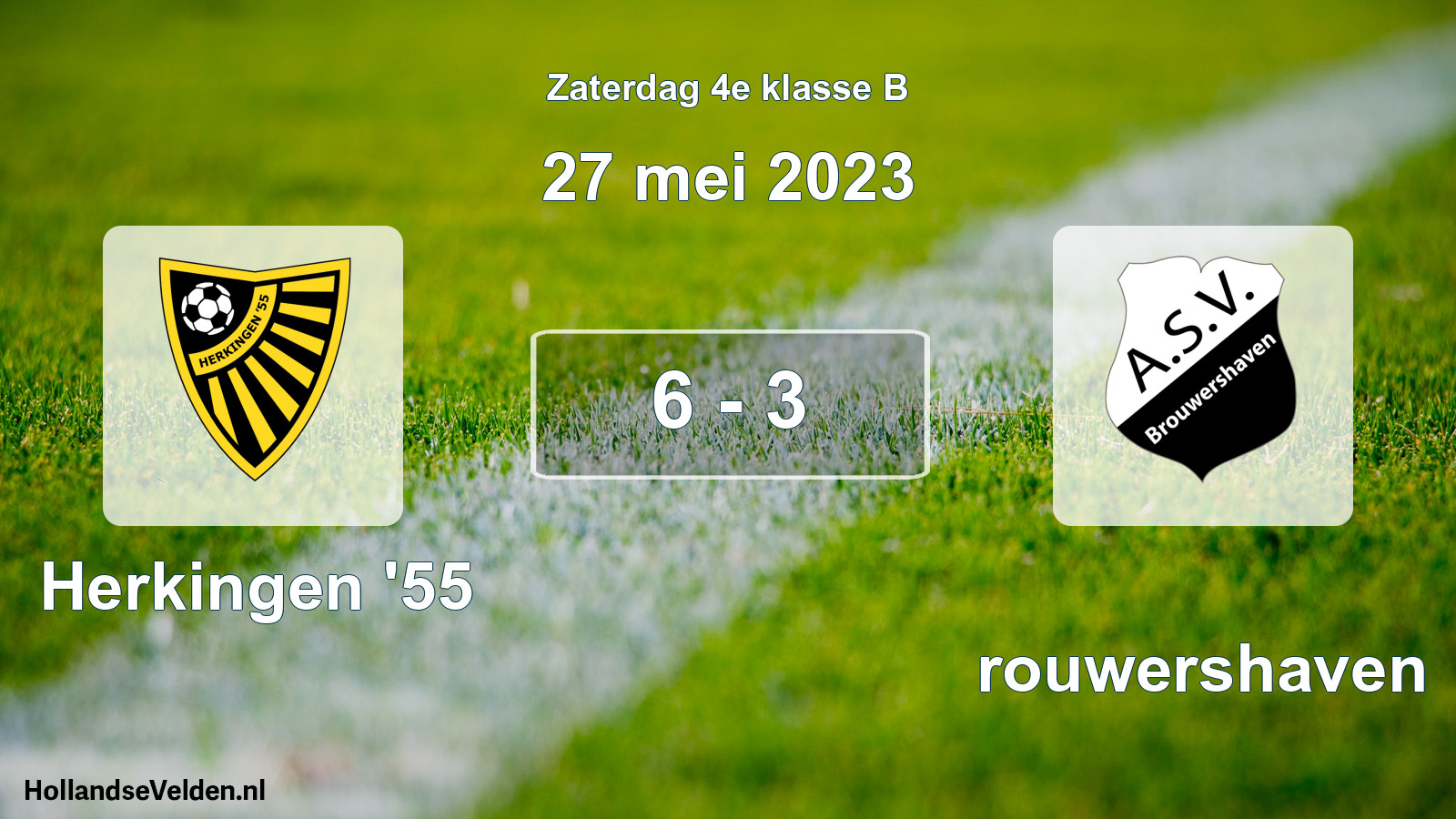 Total number of matches played: Herkingen '55 - Brouwershaven 6 - 3 (27 May 2023)