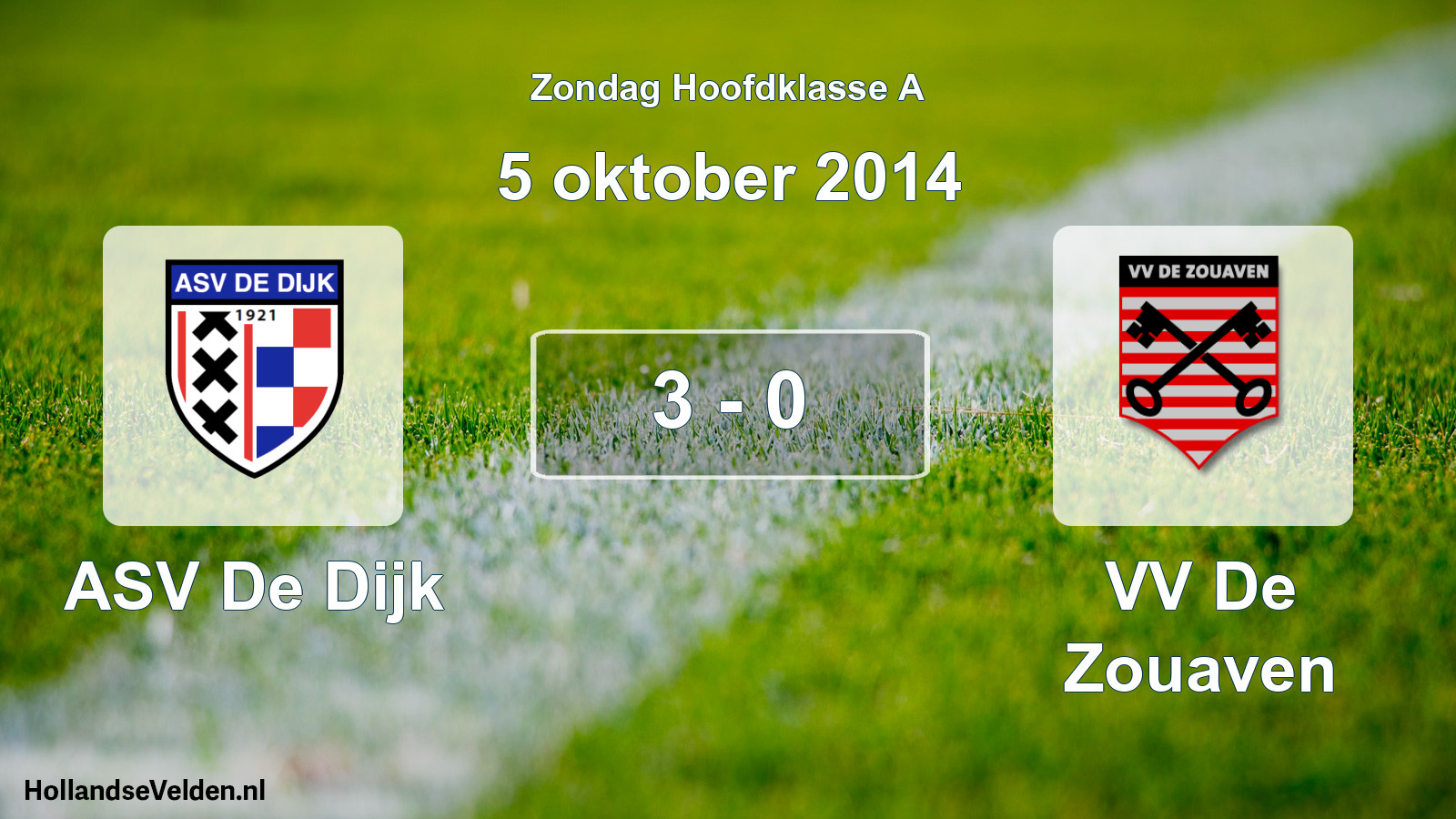 Total number of matches played: ASV De Dijk - VV De Zouaven 3 - 0 (5 October 2014)