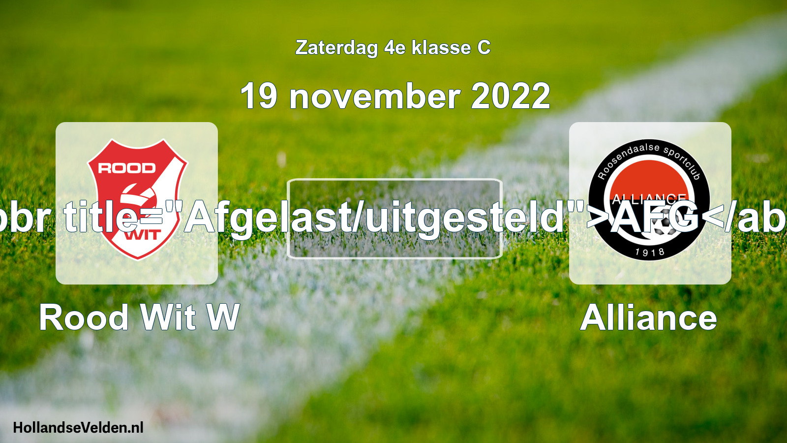 Scheduled Match: Rood Wit W - Alliance (19 November 2022)