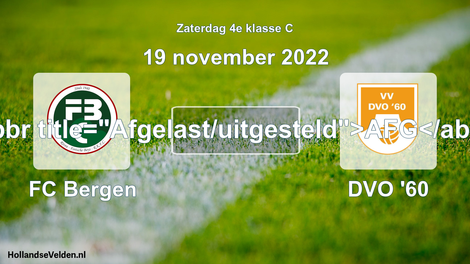Scheduled Match: FC Bergen - DVO '60 (19 November 2022)