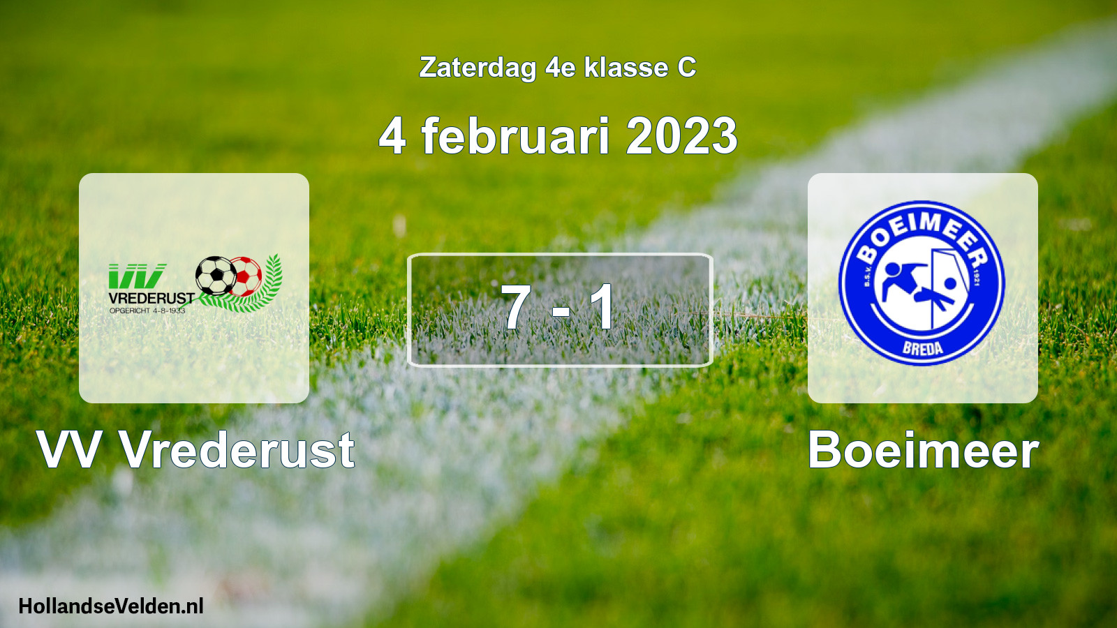 Total number of matches played: VV Vrederust - Boeimeer 7 - 1 (4 February 2023)