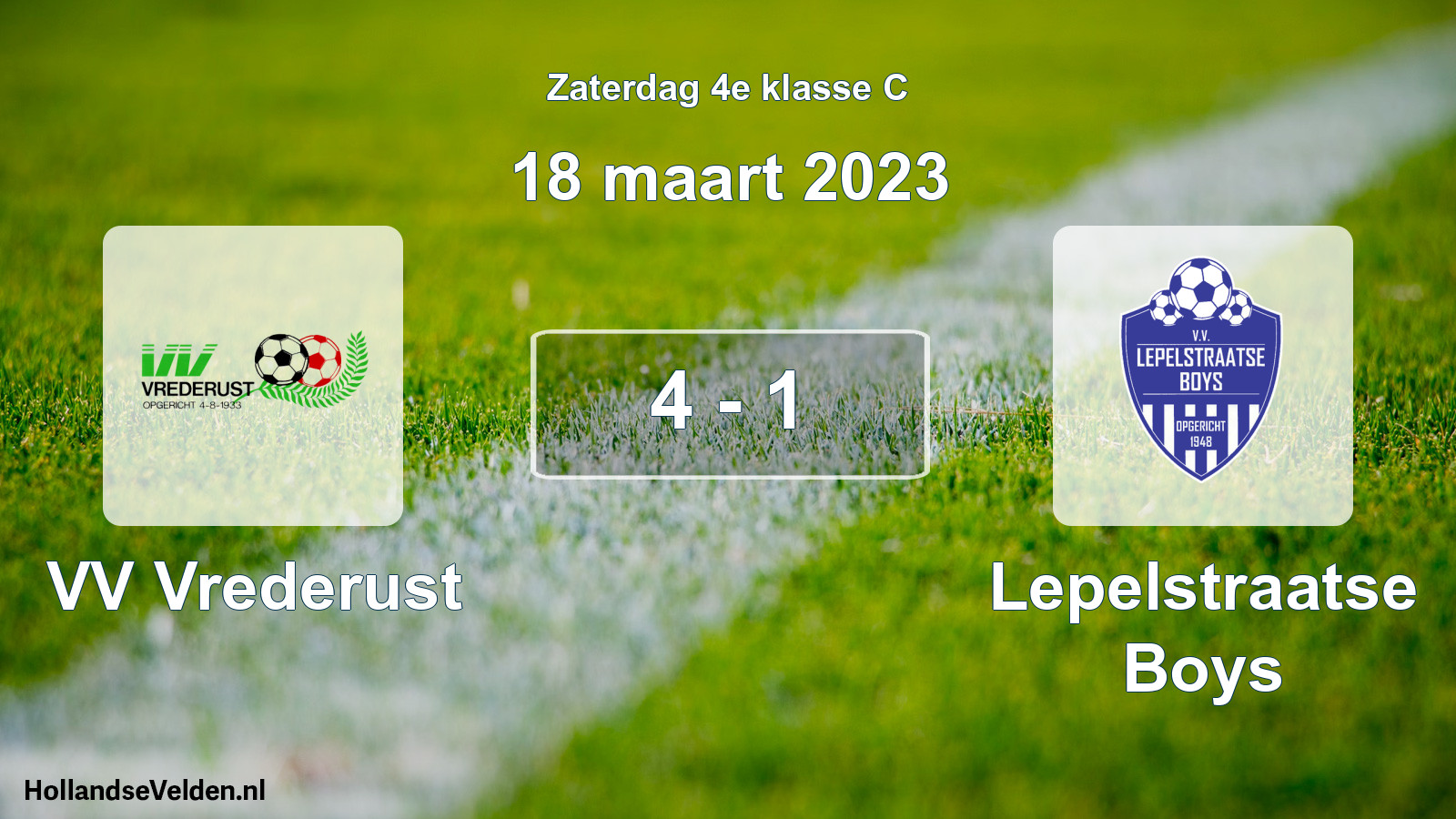 Total number of matches played: VV Vrederust - Lepelstraatse Boys 4 - 1 (18 March 2023)