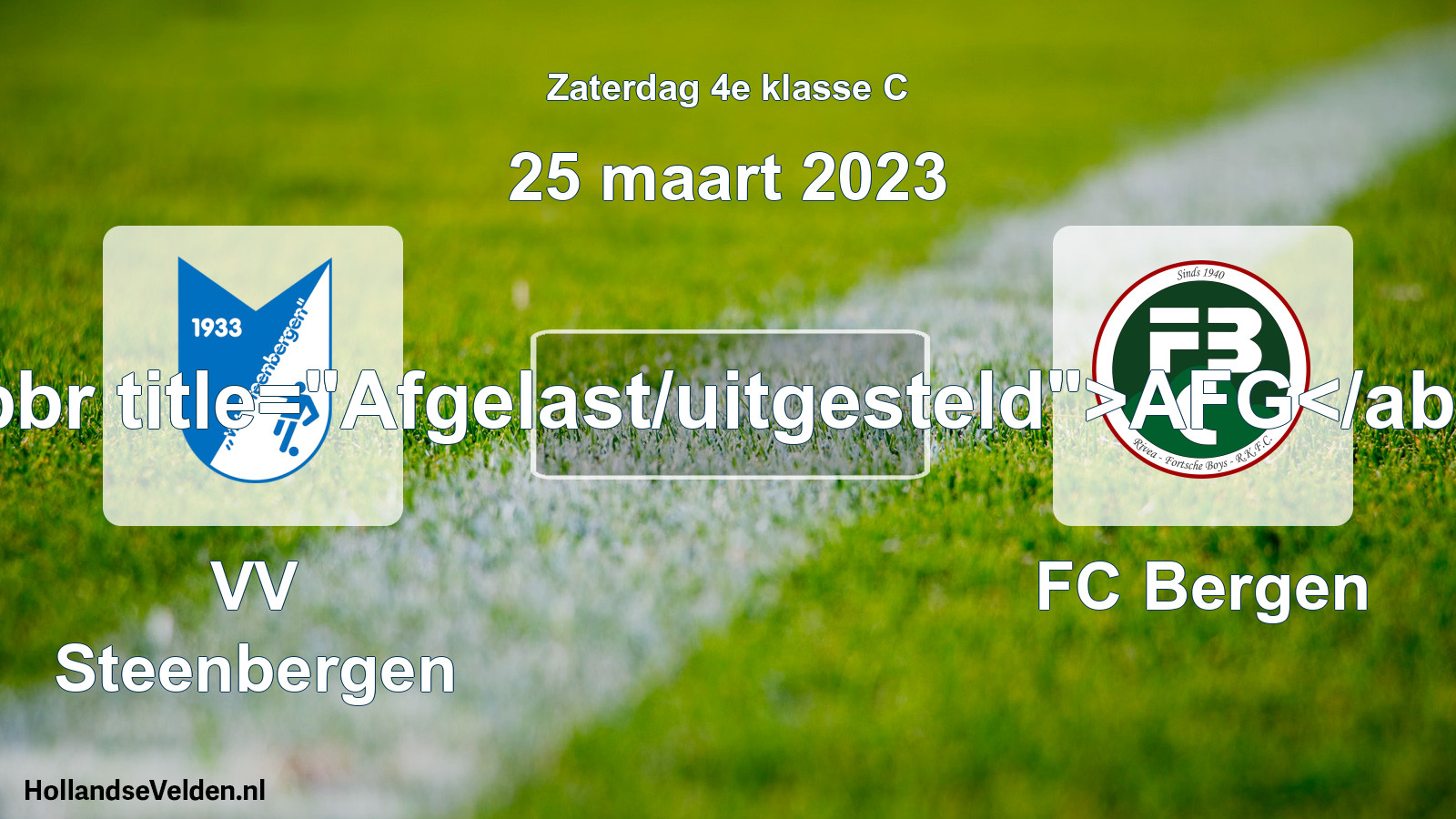 Scheduled Match: VV Steenbergen - FC Bergen (25 March 2023)