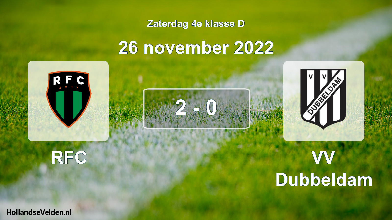 Total number of matches played: RFC - VV Dubbeldam 2 - 0 (26 November 2022)