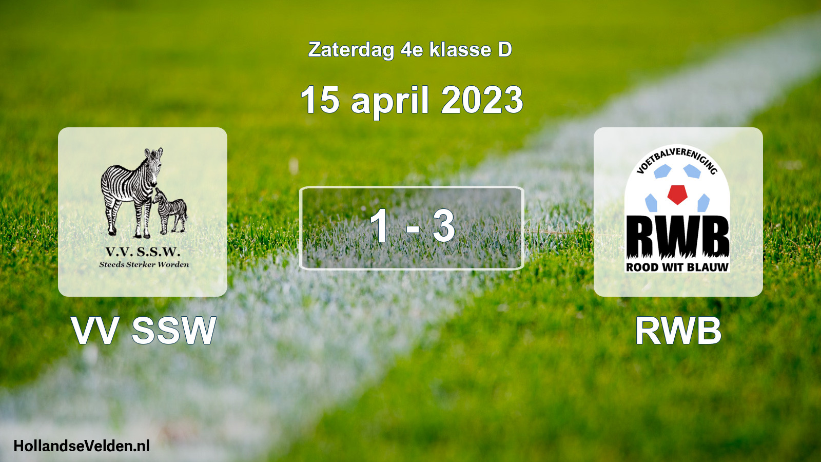 Total number of matches played: VV SSW - RWB 1 - 3 (15 April 2023)