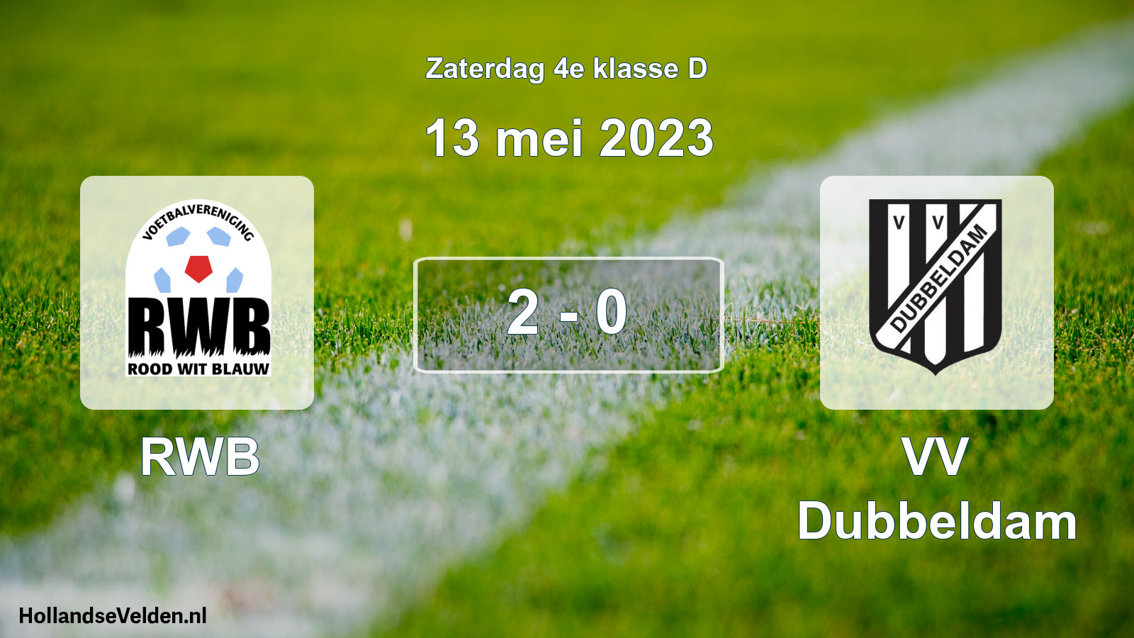 Total number of matches played: RWB - VV Dubbeldam 2 - 0 (13 May 2023)