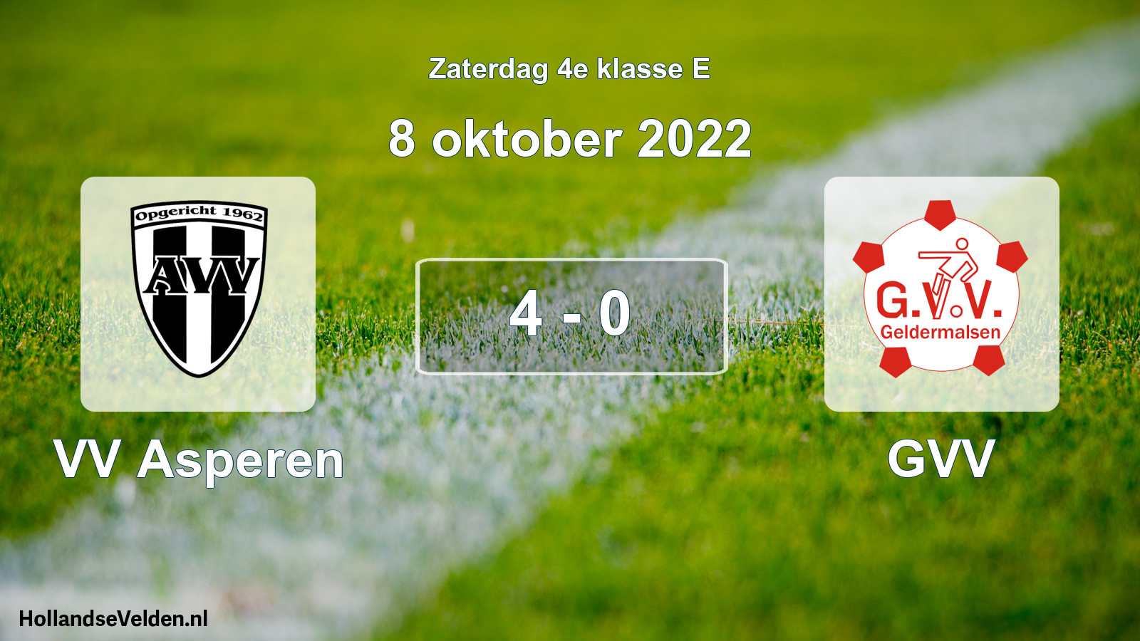 Total number of matches played: VV Asperen - GVV 4 - 0 (8 October 2022)