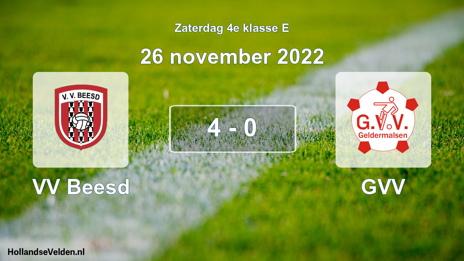 Total number of matches played: VV Beesd - GVV 4 - 0 (26 November 2022)