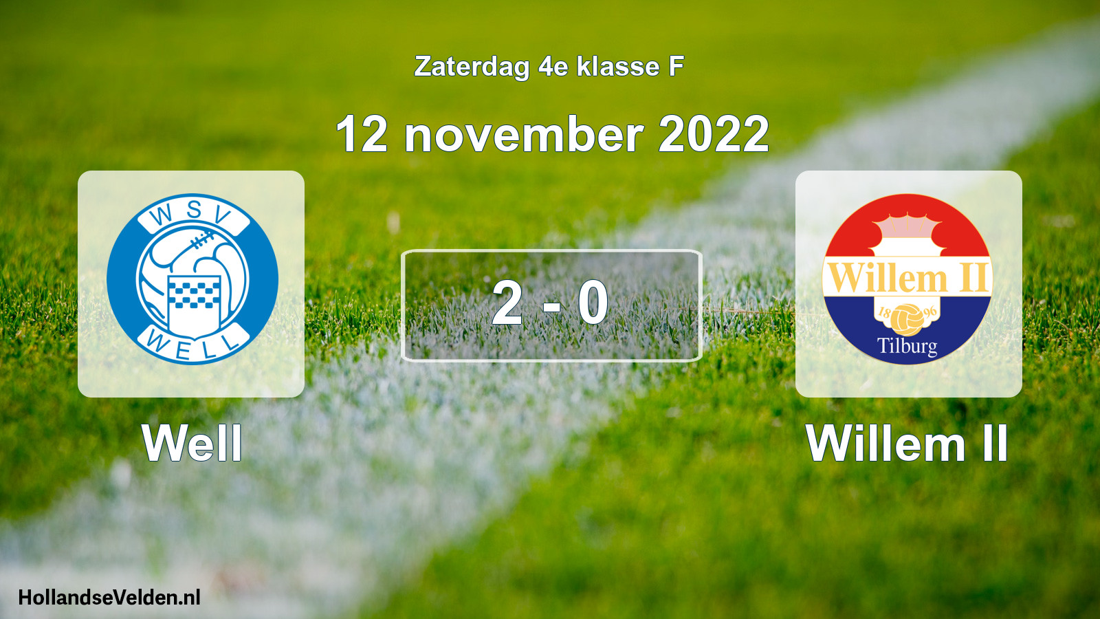 Total number of matches played: Well - Willem II 2 - 0 (12 November 2022)