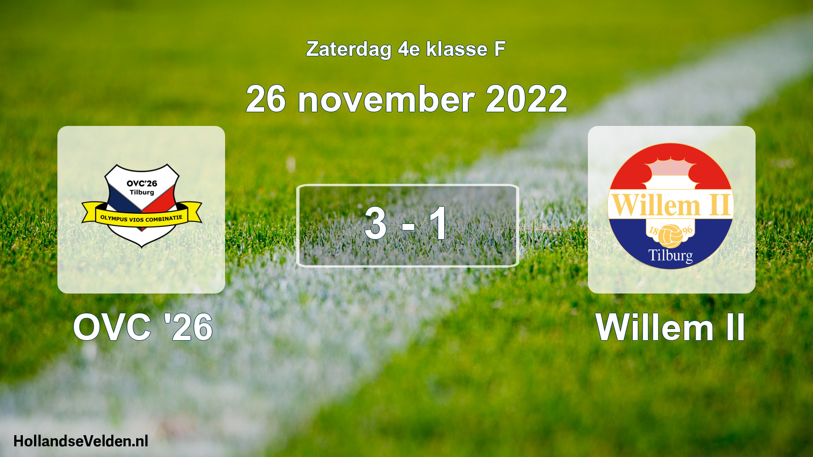 Total number of matches played: OVC '26 - Willem II 3 - 1 (26 November 2022)