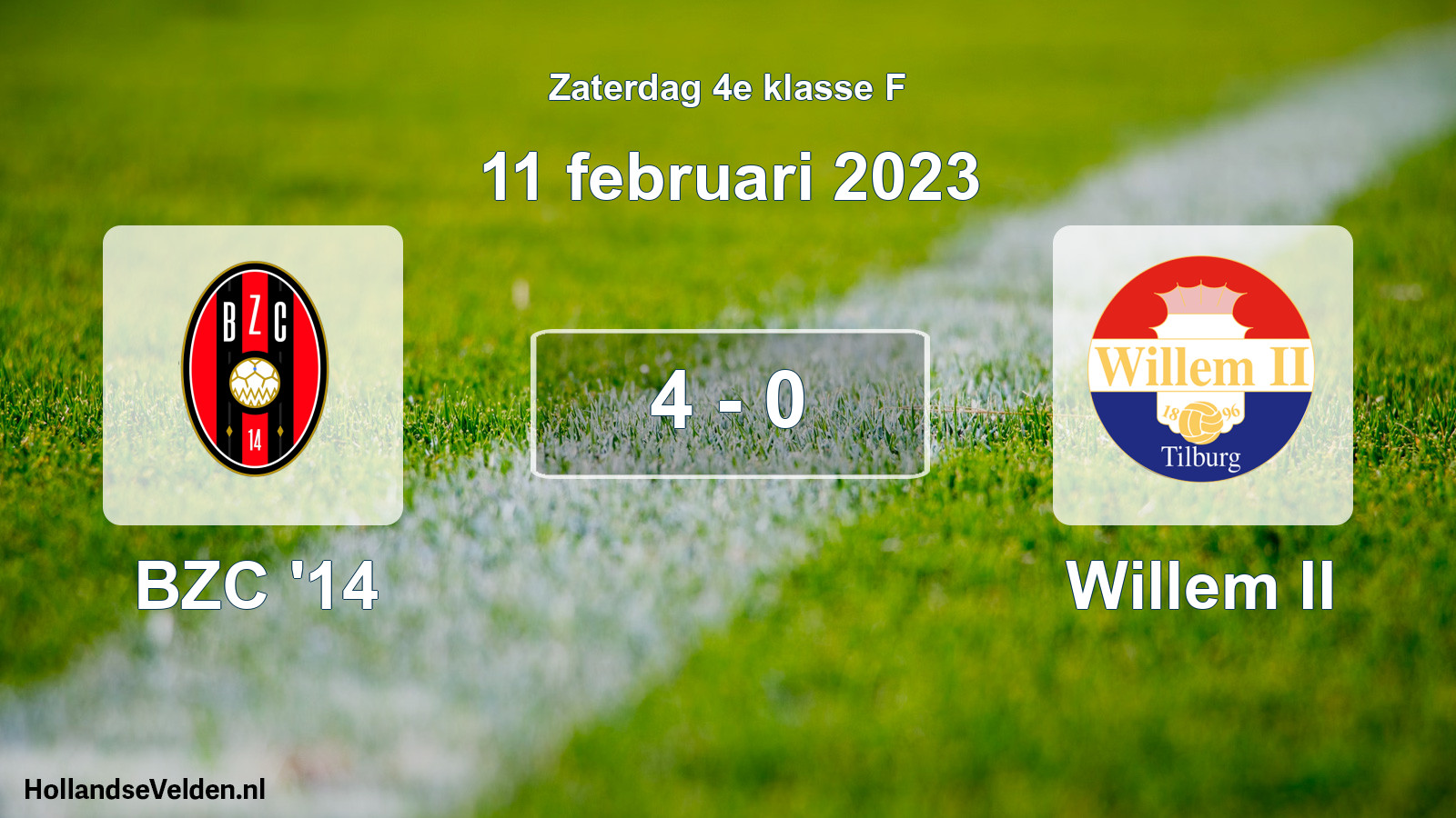 Total number of matches played: BZC '14 - Willem II 4 - 0 (11 February 2023)
