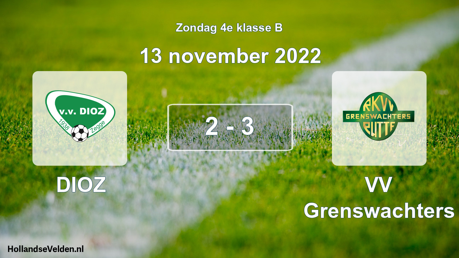 Total number of matches played: DIOZ - VV Grenswachters 2 - 3 (13 November 2022)