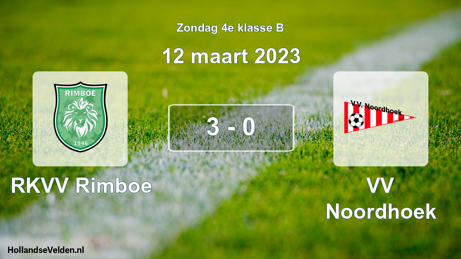 Total number of matches played: RKVV Rimboe - VV Noordhoek 3 - 0 (12 March 2023)