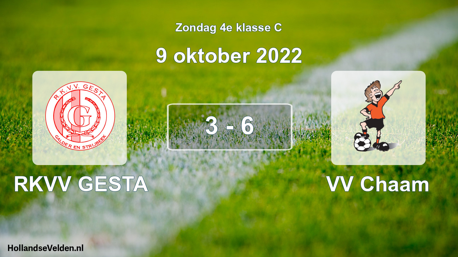Total number of matches played: RKVV GESTA - VV Chaam 3 - 6 (9 October 2022)