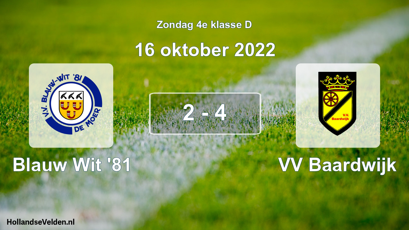 Total number of matches played: Blauw Wit '81 - VV Baardwijk 2 - 4 (16 October 2022)