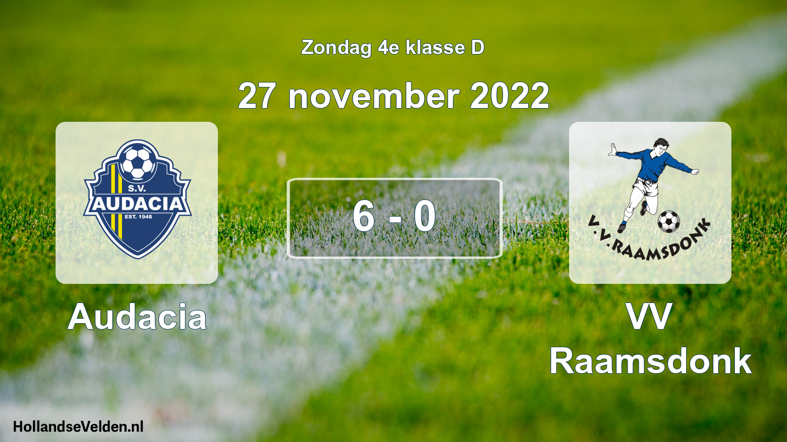 Total number of matches played: Audacia - VV Raamsdonk 6 - 0 (27 November 2022)