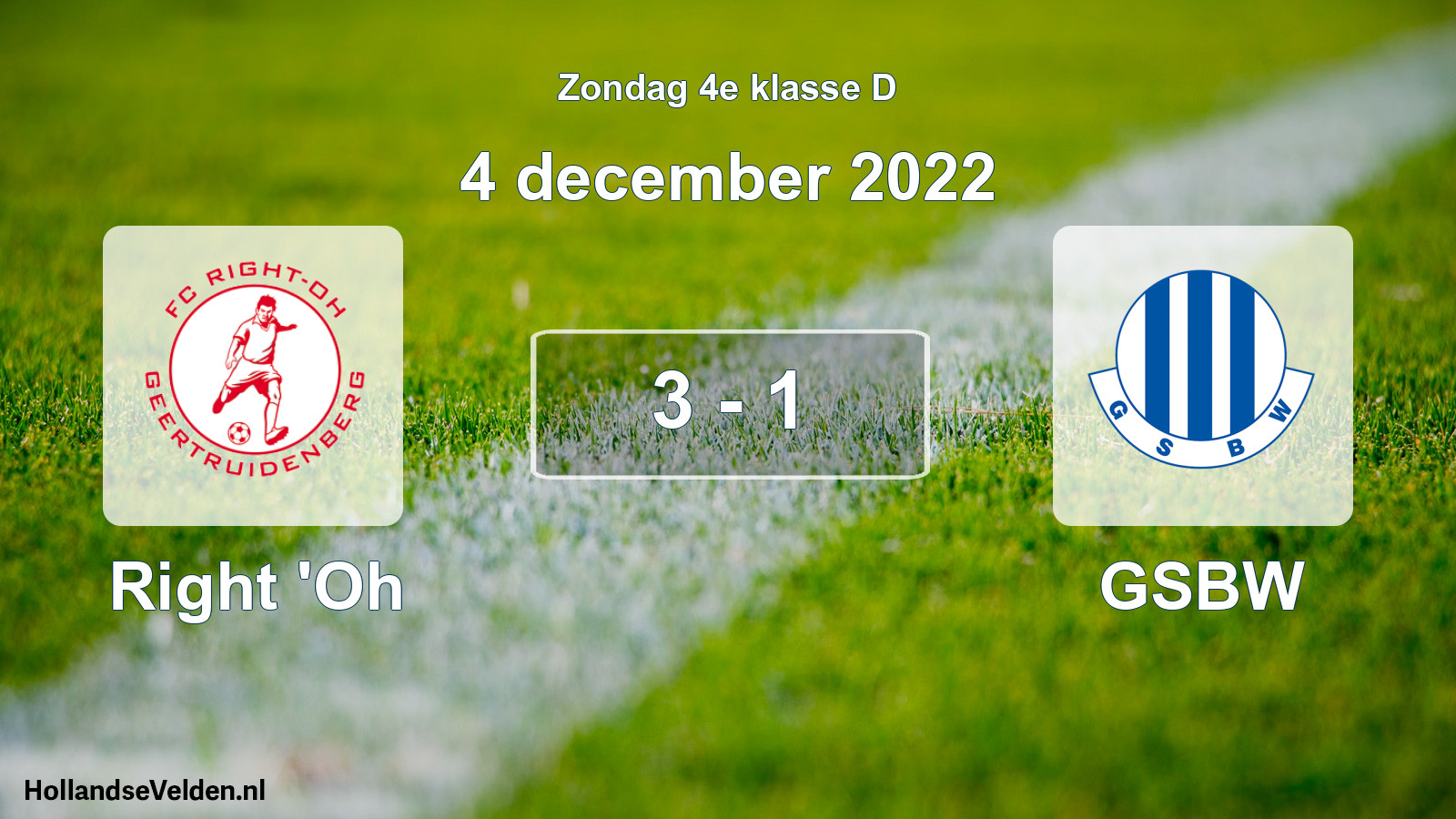 Total number of matches played: Right 'Oh - GSBW 3 - 1 (4 December 2022)