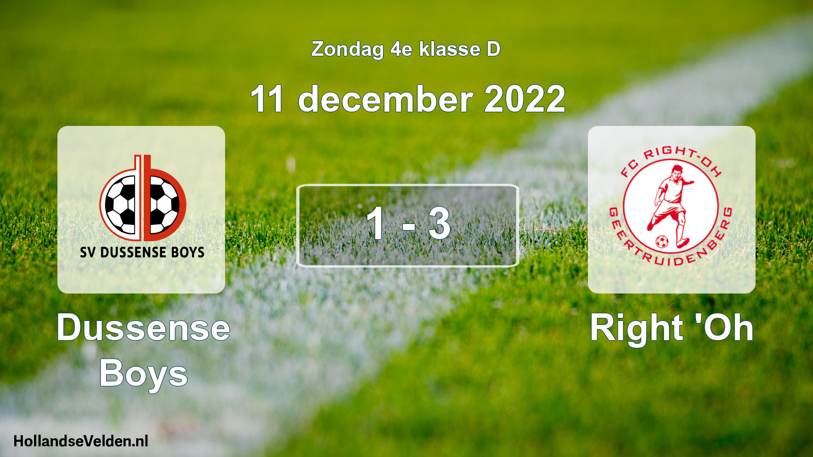 Total number of matches played: Dussense Boys - Right 'Oh 1 - 3 (11 December 2022)