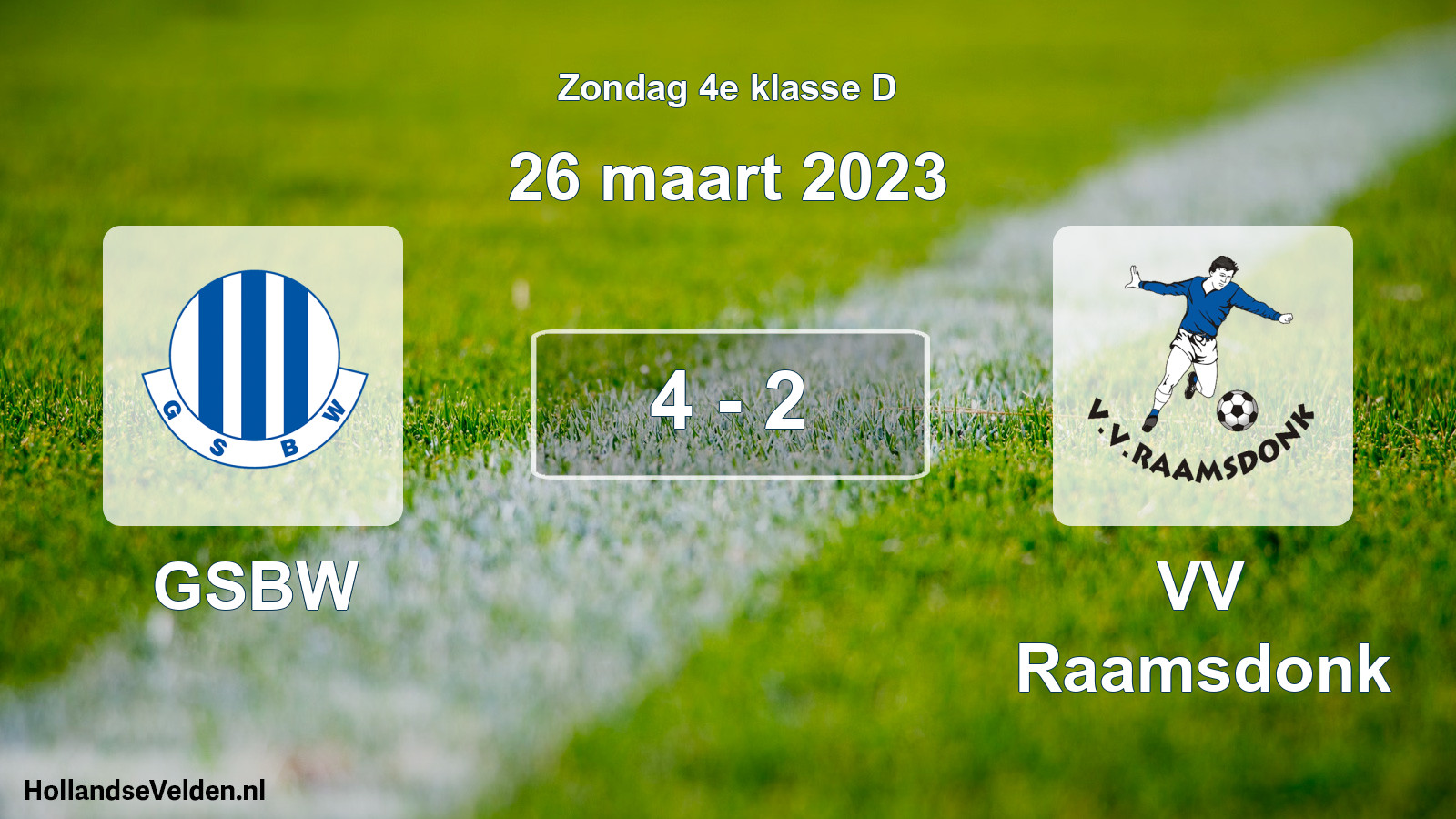 Total number of matches played: GSBW - VV Raamsdonk 4 - 2 (26 March 2023)
