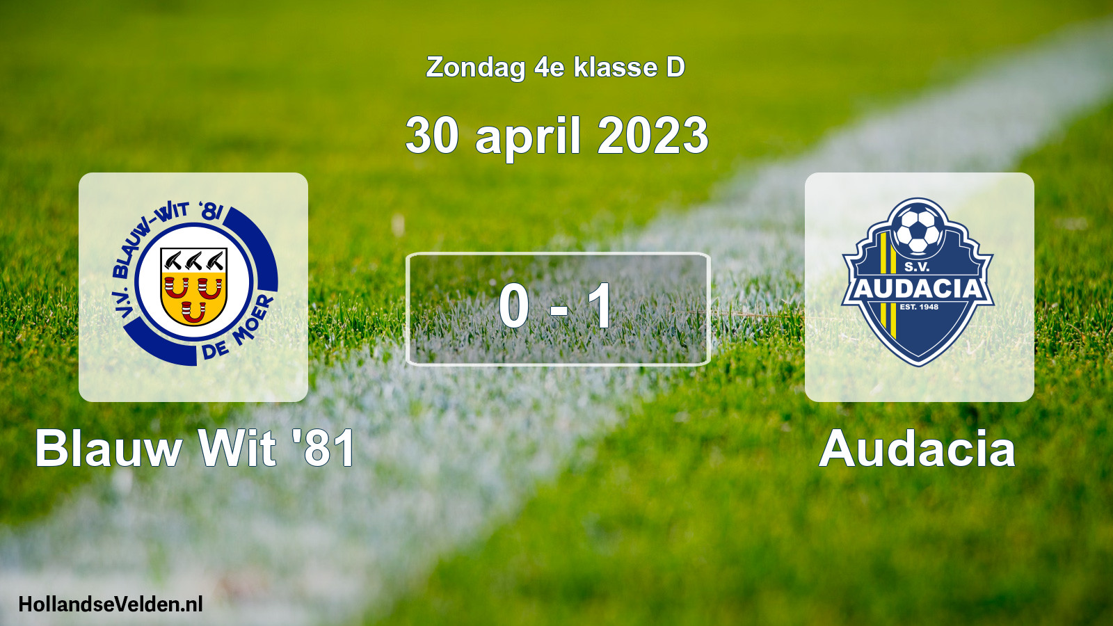 Total number of matches played: Blauw Wit '81 - Audacia 0 - 1 (30 April 2023)