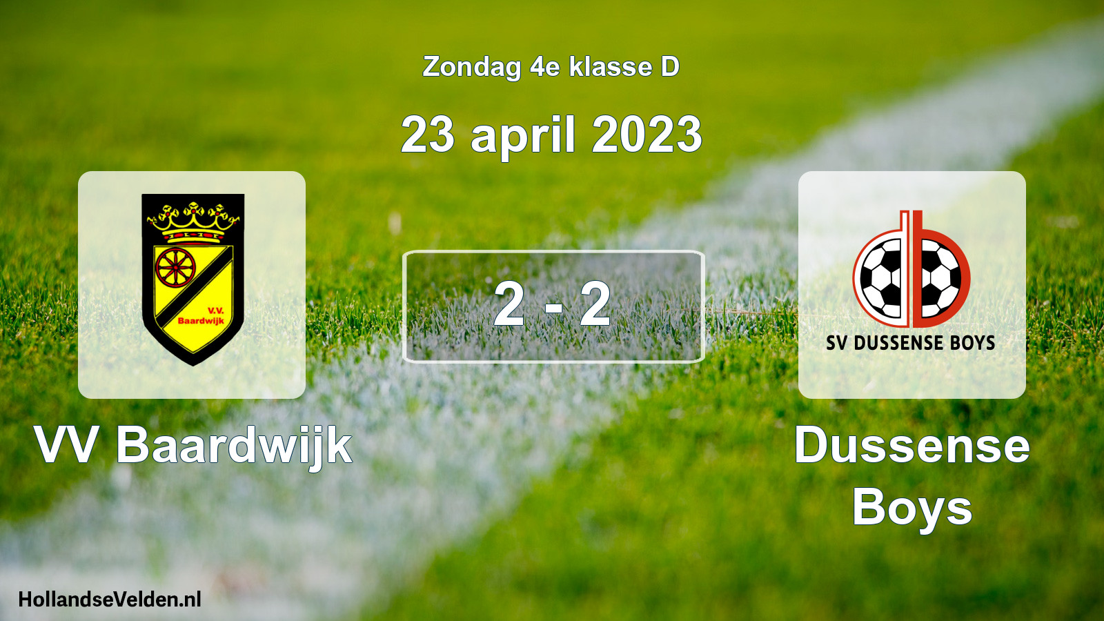 Total number of matches played: VV Baardwijk - Dussense Boys 2 - 2 (23 April 2023)