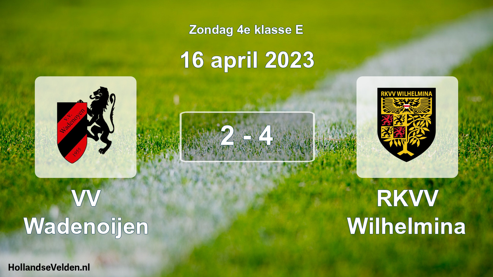 Total number of matches played: VV Wadenoijen - RKVV Wilhelmina 2 - 4 (16 April 2023)