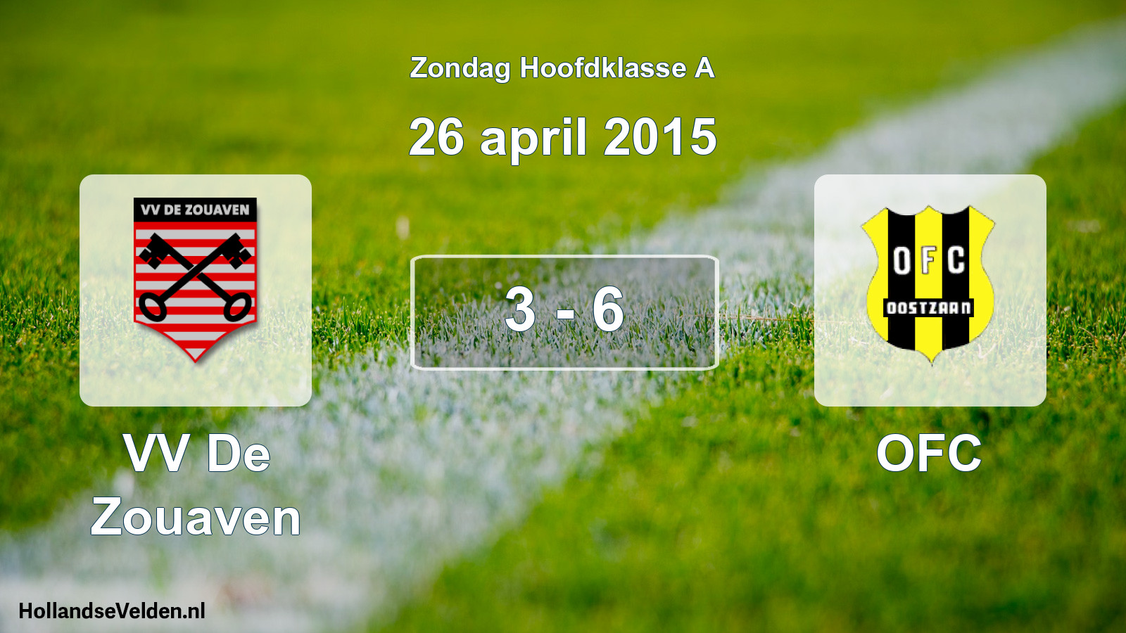 Total number of matches played: VV De Zouaven - OFC 3 - 6 (26 April 2015)