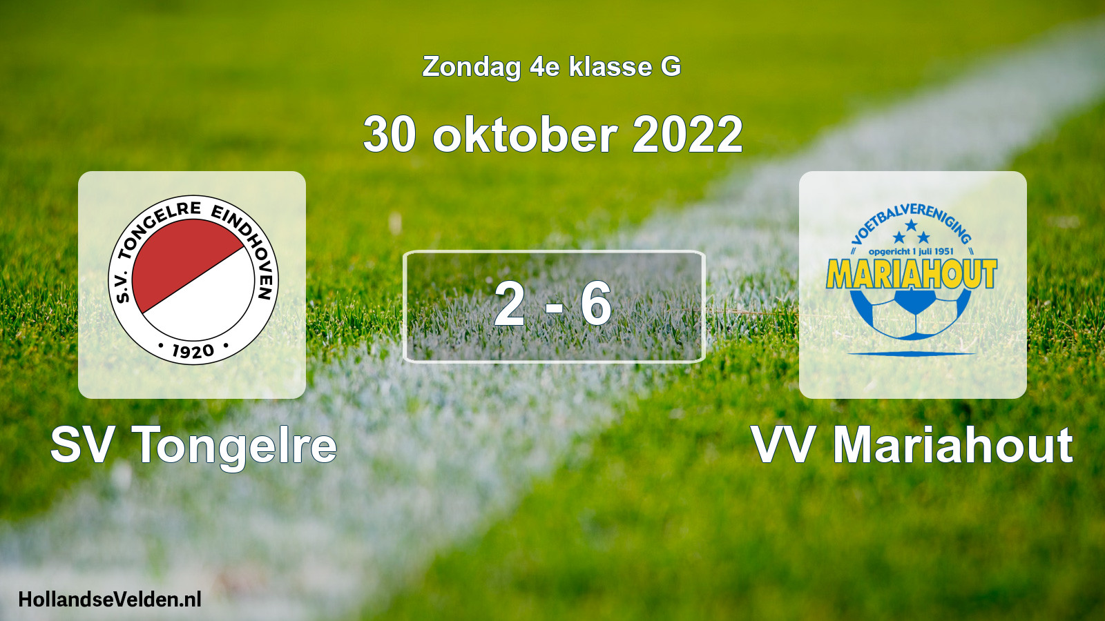 Total number of matches played: SV Tongelre - VV Mariahout 2 - 6 (30 October 2022)