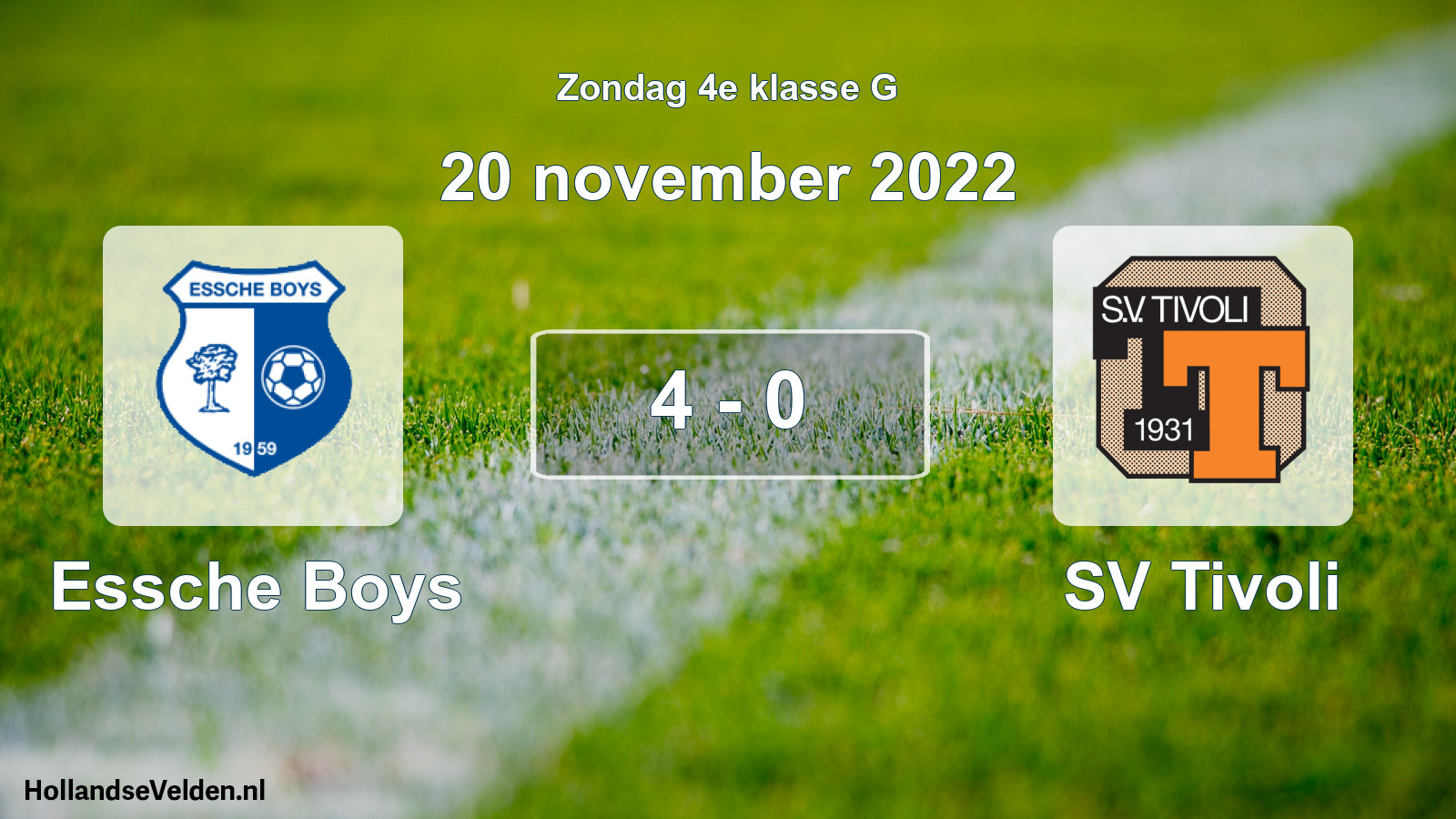 Total number of matches played: Essche Boys - SV Tivoli 4 - 0 (20 November 2022)