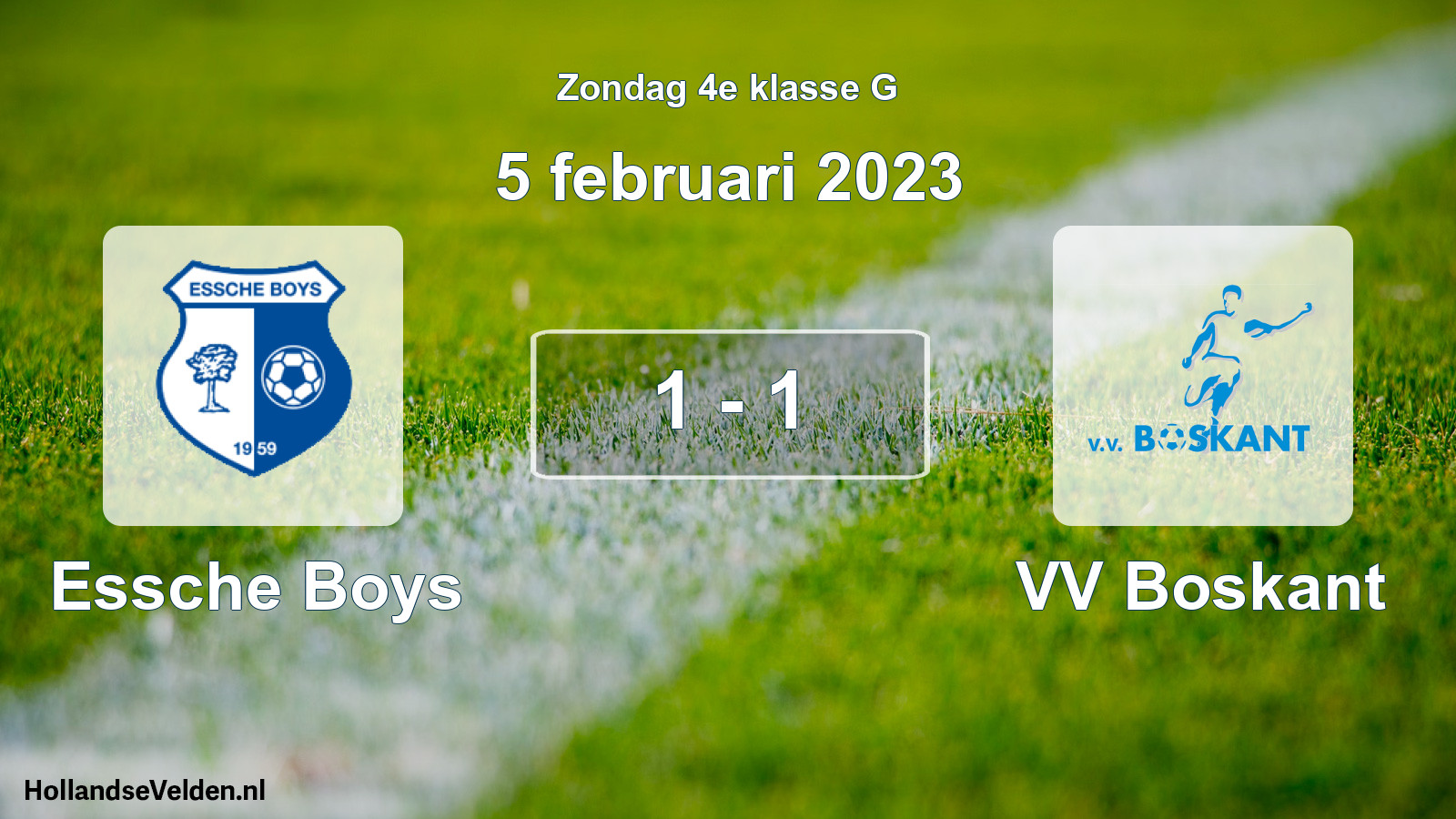 Total number of matches played: Essche Boys - VV Boskant 1 - 1 (5 February 2023)