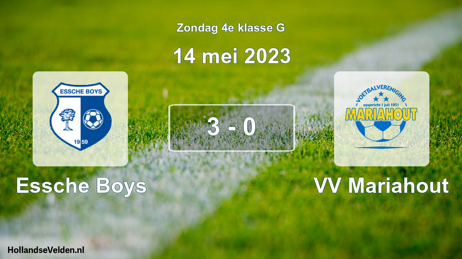 Total number of matches played: Essche Boys - VV Mariahout 3 - 0 (14 May 2023)