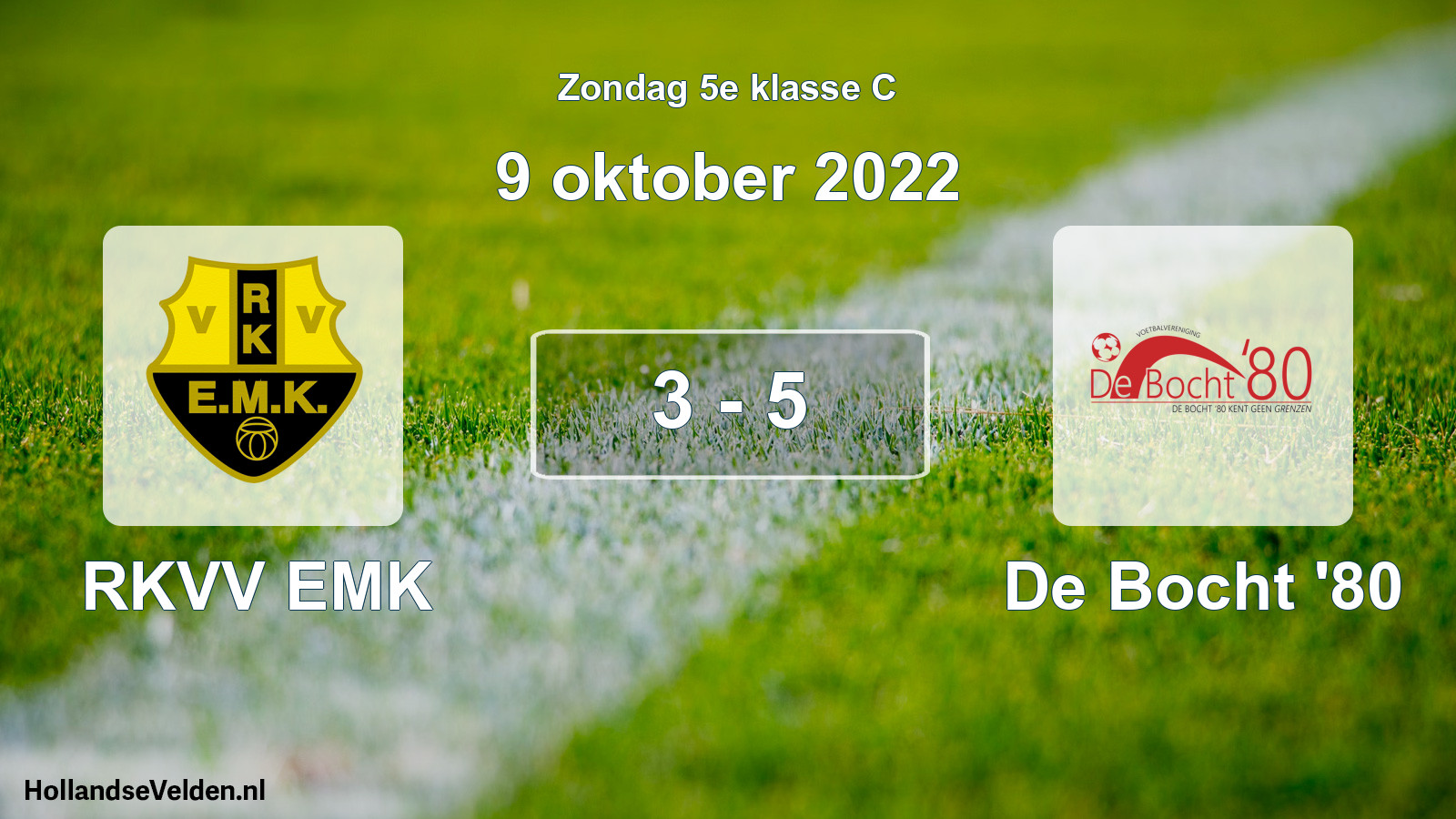 Total number of matches played: RKVV EMK - De Bocht '80 3 - 5 (9 October 2022)