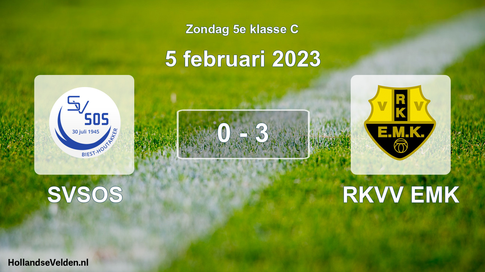 Total number of matches played: SVSOS - RKVV EMK 0 - 3 (5 February 2023)
