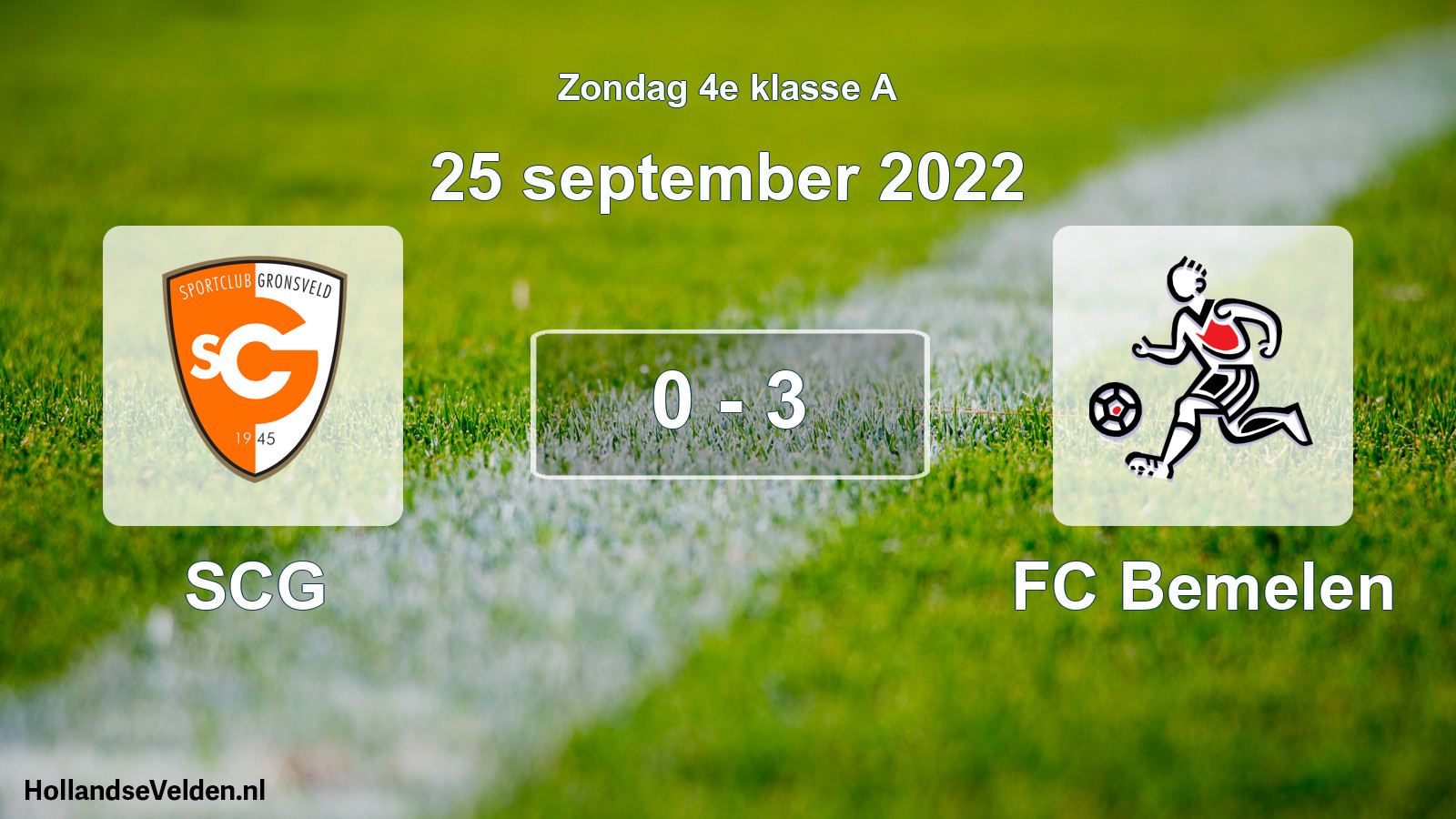Total number of matches played: SCG - FC Bemelen 0 - 3 (25 September 2022)