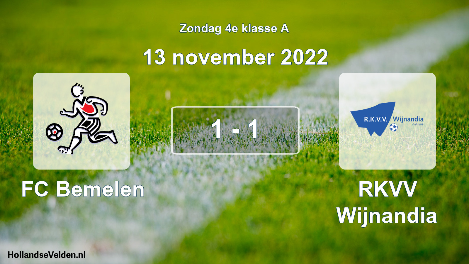 Total number of matches played: FC Bemelen - RKVV Wijnandia 1 - 1 (13 November 2022)