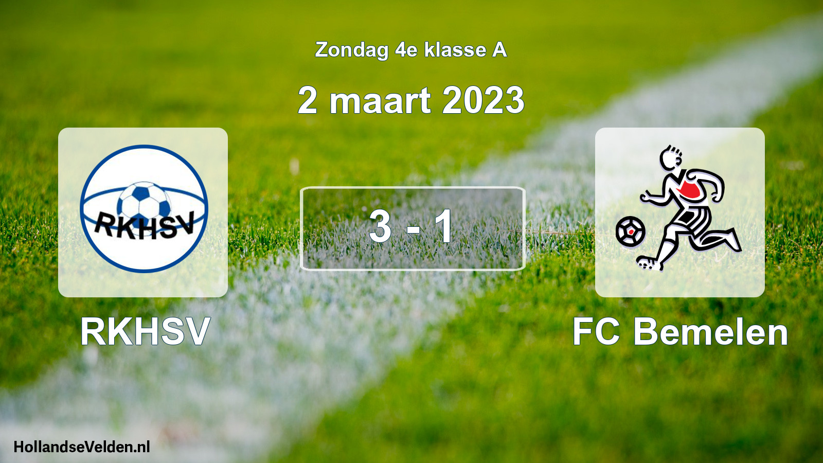 Total number of matches played: RKHSV - FC Bemelen 3 - 1 (2 March 2023)