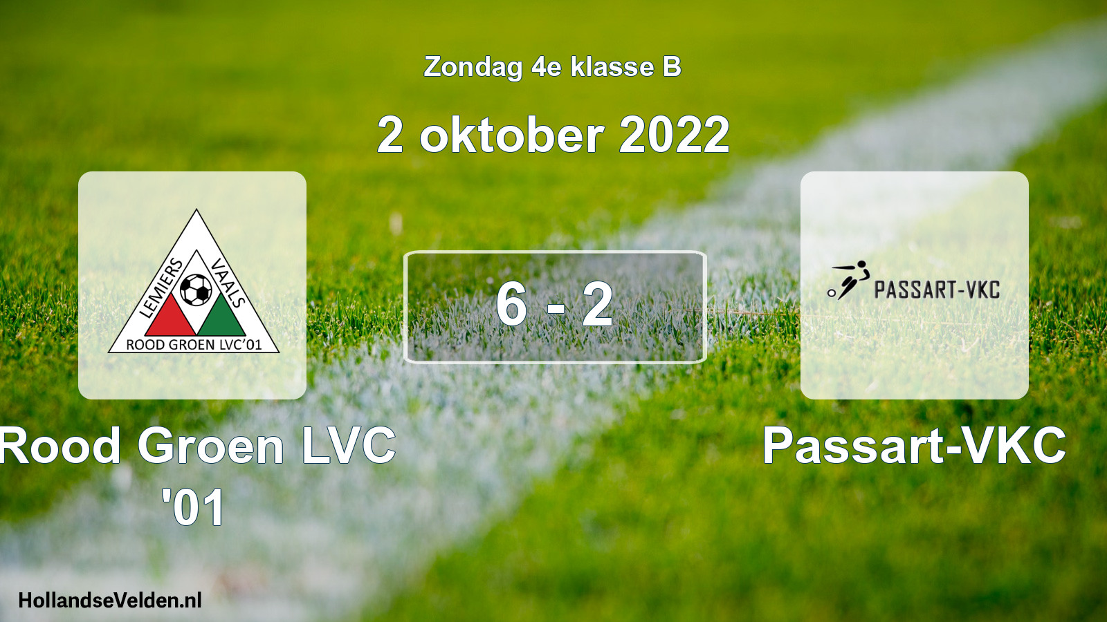 Total number of matches played: Rood Groen LVC '01 - Passart-VKC 6 - 2 (2 October 2022)