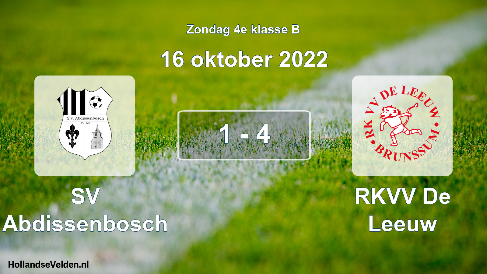 Total number of matches played: SV Abdissenbosch - RKVV De Leeuw 1 - 4 (16 October 2022)