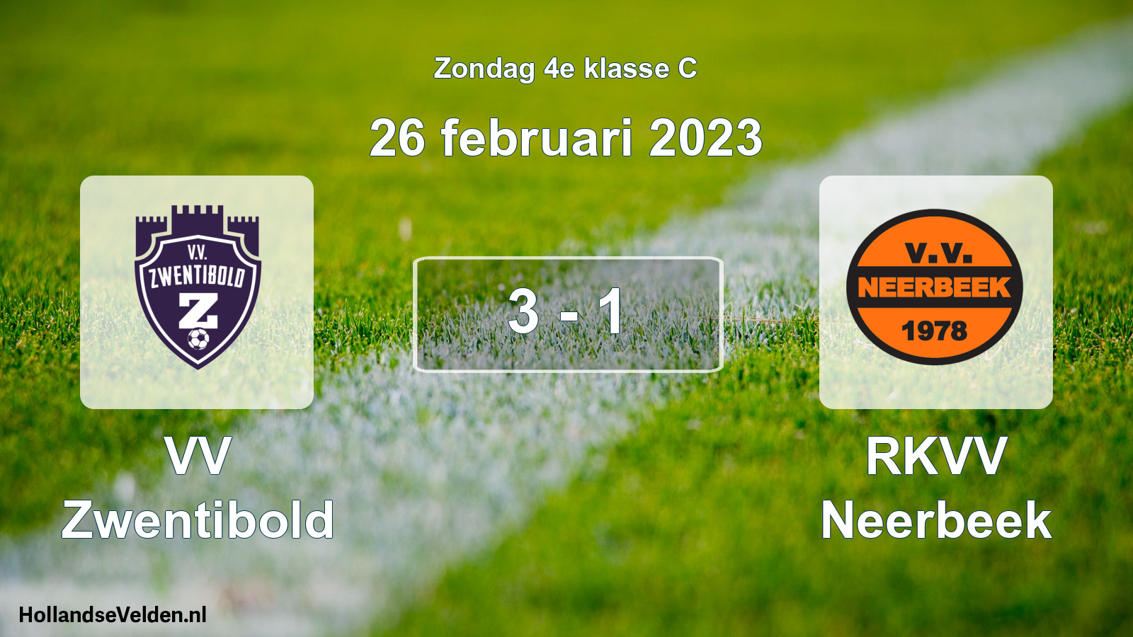 Total number of matches played: VV Zwentibold - RKVV Neerbeek 3 - 1 (26 February 2023)